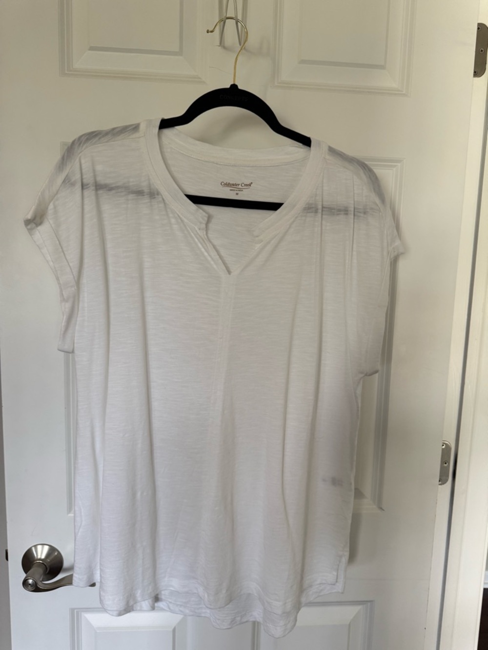 Coldwater Creek White V-Notch Short Sleeve Tee